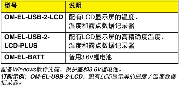 OMEGA奧米佳 OM-EL-USB-2-LCD溫度、濕度和露點數據記錄器 配有LCD顯示屏參數