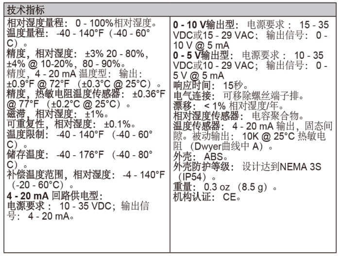 Dwyer德威爾WHT全天候防護溫濕度變送器批發